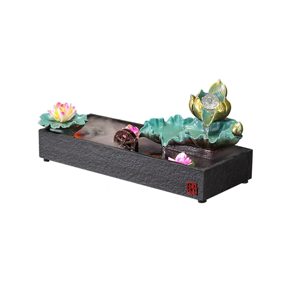 QUSYZD Indoor Waterfall Fountain Lucky Tabletop Fountain with Circulating Water Feature Ceramic Office Decor and Humidifier Tabletop,
