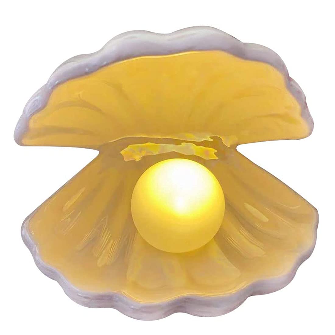 Shell Pearl Light, ceramiczna lampa na biurko, ornament, stolik nocny, dekoracyjna lampa na baterie, do spania, lampka nocna do domu, pokoju dziecięcego, sypialni, dekoracja (kolor biały)