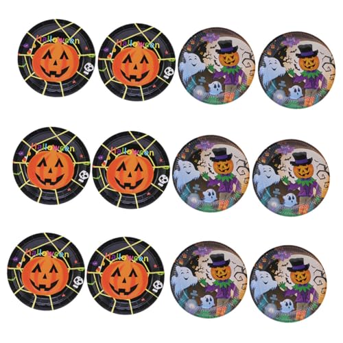 DECOMELODY 2セット ハロウィン使い捨て紙皿 カートーンデザイン多彩パーティープレート 健康紙素材で手軽に片付け可能 バー ホームパーティー
