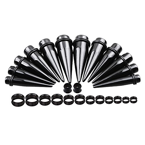 Topbright 24Pcs Uv Acrylic Tapers And Surgical Steel Plugs Ear Gauges Kit Eyelets Stretching Set 00G-20Mm #TOP6