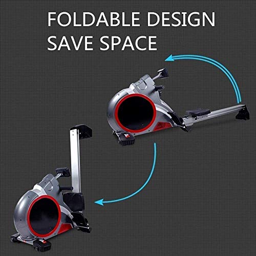 Image of Magnetic Rowing Machine Compact Indoor Rower with LCD Display and Moving Roller Foldable Adjustment for Home Gym