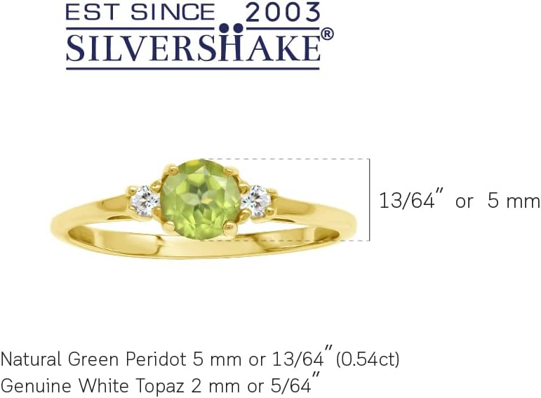 Silvershake Petite Design Round Shape Gemstone Birthstone White Gold Plated or Yellow Gold Plated 925 Sterling Silver Solitaire Promise or Engagement Ring Jewelry for Women - Image 3