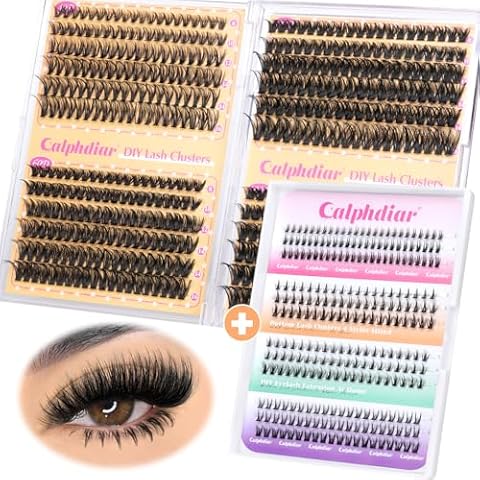 Calphdiar Lash Clusters with Bottom Lashes 40D+60D+80D+100D Eyelash Clusters 474PCS Individual Lashes D Curl Cluster Eyelash Extensions 8-16MM Fluffy False Mink Eyelashes Cover
