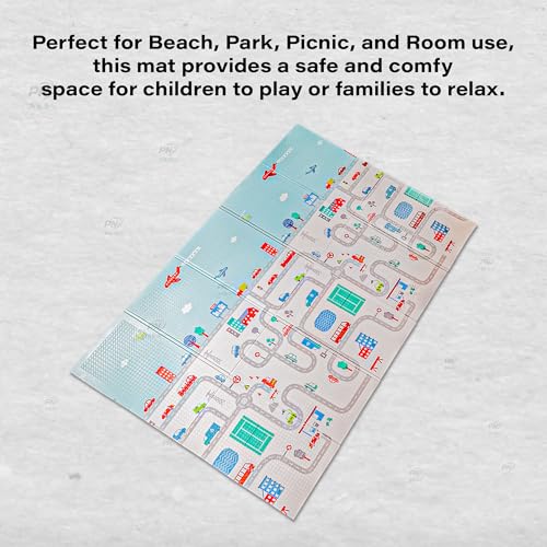 Image of Extra Large Reversible Baby Play Mat, BPA Free Learning & Crawling Foldable Foam Mat (6.5x5 ft, 0.9cm Thickness) Multicolor (Forest-City)