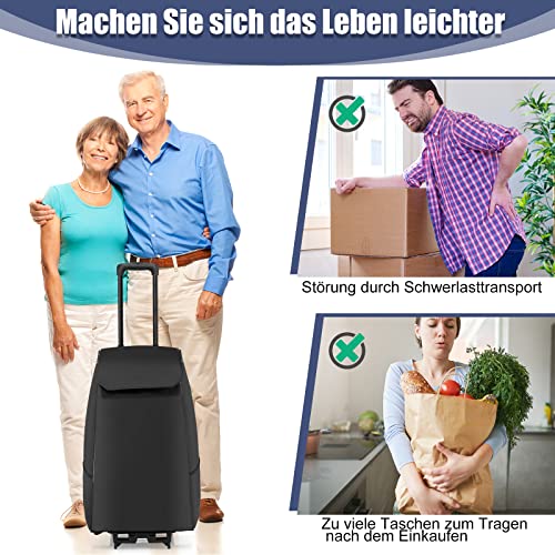 GOPLUS Einkaufswagen, Einkaufstrolley, Faltbarer Handwagen, Einkaufstrolley mit Rädern und Abnehmbarer 38-Liter… – Bild 3