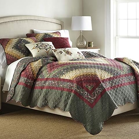 Donna Sharp Full/Queen Quilt - Spice Postage Stamp Contemporary Quilt Cover