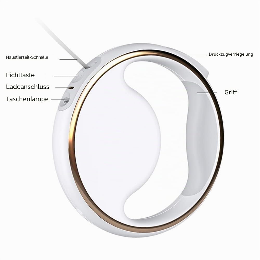 Einziehbare Hundeleine, 9,8 Fuß Längen Hunde Rollleine, 360 ° drehbar Abrollleine mit hellem LED-Licht und Hundekotbeutelspender für Haustiere bis 15 kg (Weiß)
