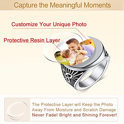Custom4U Personalized Rings for Men,Photo & Name Engraved Sizes 7 - image 4