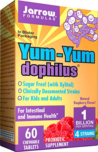 Yum-Yum Dophilus, 1 Billion Organisms Per 2 Chewables, Intestinal and Immunal Support for Children, 60 Count (Cool Ship, Pack of 3)