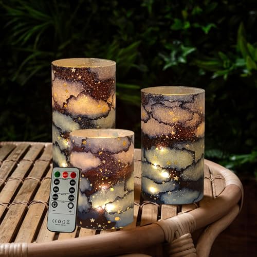 Image of Flickering Flameless Candles, Recessed String Light LED Candles 3D Wick Acrylic Battery Operated LED Pillar Candles with Remote and Timer for Modern Simple Home Decor Set of 3