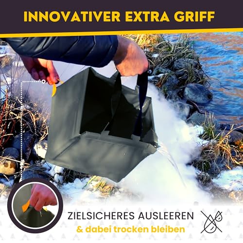 BERGTIGER® Faltschüssel Camping 18/22/26L mit EXTRA GRIFF I Faltbare Outdoor Spülschüssel & Spülwanne I Waschschüssel faltbar zum Abwaschen I robustes Camping Zubehör (Anthrazitgrau/Gelb - 26 Liter)