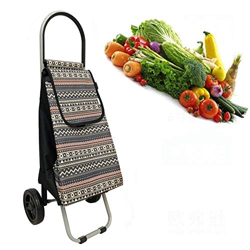 Faltbarer Einkaufstrolley auf Rädern, leichter Einkaufswagen mit Isoliertasche, 30 l großes Fassungsvermögen (A)