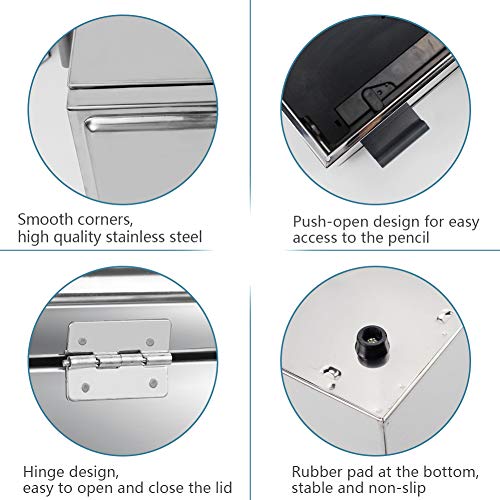 Creproly Stainless Steel Pencil Dispenser/Pen Holder For Classroom Home Restaurant For Bulk Pencils Storage/Unwrapped Drinking Straws Storage (Silver) #TOP3