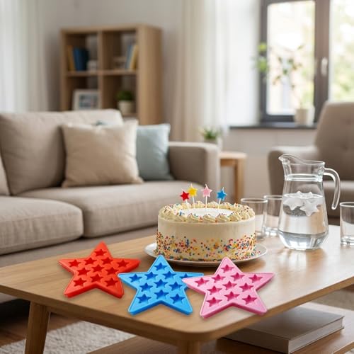 Set de 3 cubiteras estrella para hielo color rosa rojo azul miniatura 6