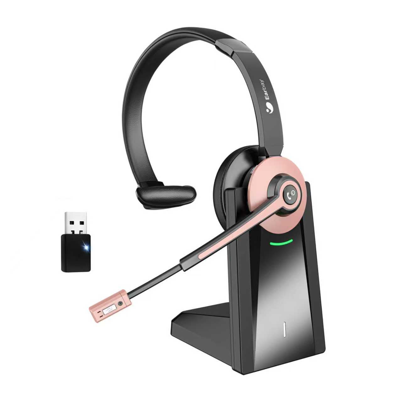 Photo 1 of Bluetooth Headset, Wireless Headset with Noise Cancelling Microphone & Mute Function for Work, On Ear Wireless Headphones with USB Dongle & Charging Base for Work from Home Computer Office Call Center