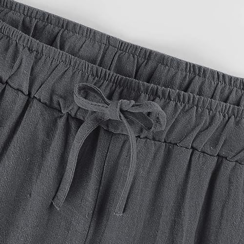 Hvyesh Womens Cotton Linen Pants Casual Straight Fit Elastic Waisted Drawsting Trousers Summer Loose Comfy Pants with Pocket3