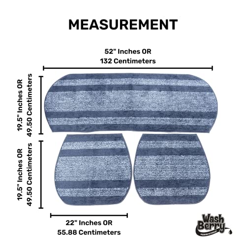 Image of Gray Striped Washable Polyester Car Seat Cover Non-Slip Mat for All Cars and Sofa Sets (3 Pieces Set)