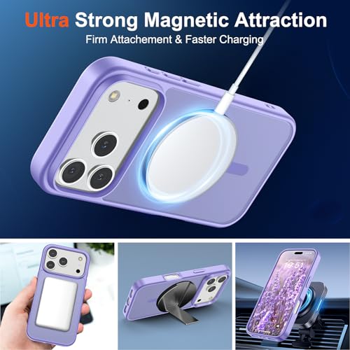 Image of SUPFINE Magnetic for iPhone 17 Pro Max Case (Compatible with MagSafe)(Military Grade Drop Protection) Translucent Matte Shockproof with Anti-Fingerprint Phone Cover 2025,Purple