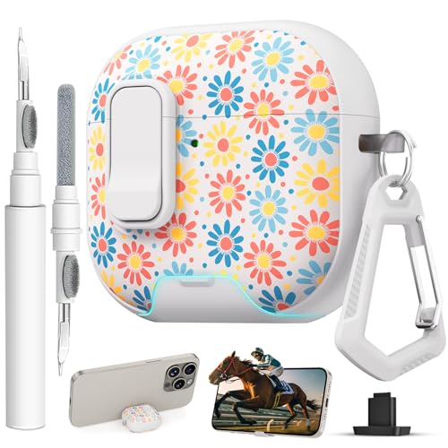 Image of for AirPods 4 Case with Secure Lock Clip in Phone Stand,Floral Girly Style Protective Cover with Cleaning Kit and Carabiner for Apple iPod 4 Generation (Sun Petals)