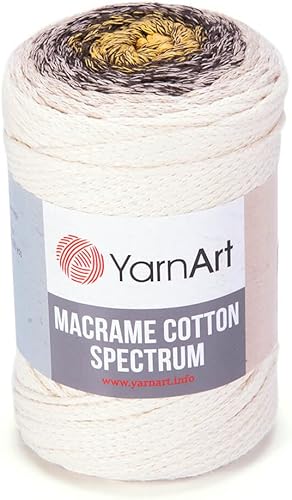 YarnArt - Cuerda de macramé de espectro de algodón para macramé, 8.80 onzas, 246.06 yardas, 80% algodón, macramé multicolor, hilo de macramé