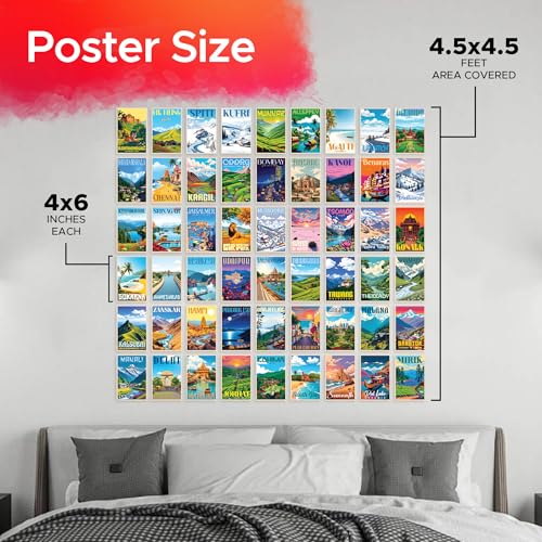 Image of CodersParadise Vintage India Travel Wall Collage Kit - 54PCS Premium 4x6 Inch Cardstock Photo Posters with Glue Dots for Aesthetic Retro Bedroom, Home, Dorm & Living Room Wall Decor