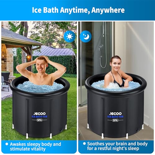 Jecoo Ice Bath Tub for Athletes, 116 Gal Heavy Duty Cold Plunge Tub Portable Cold Plunge for Adults Ice Baths Cold Water Therapy for Recovery at Home, Gyms, Indoor Outdoor…, Black
