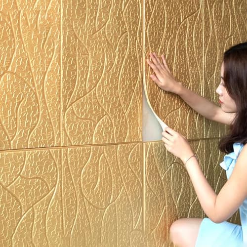 Paneles de pared 3D de PVC con acabado dorado texturizado de gran formato para techos elegantes 2