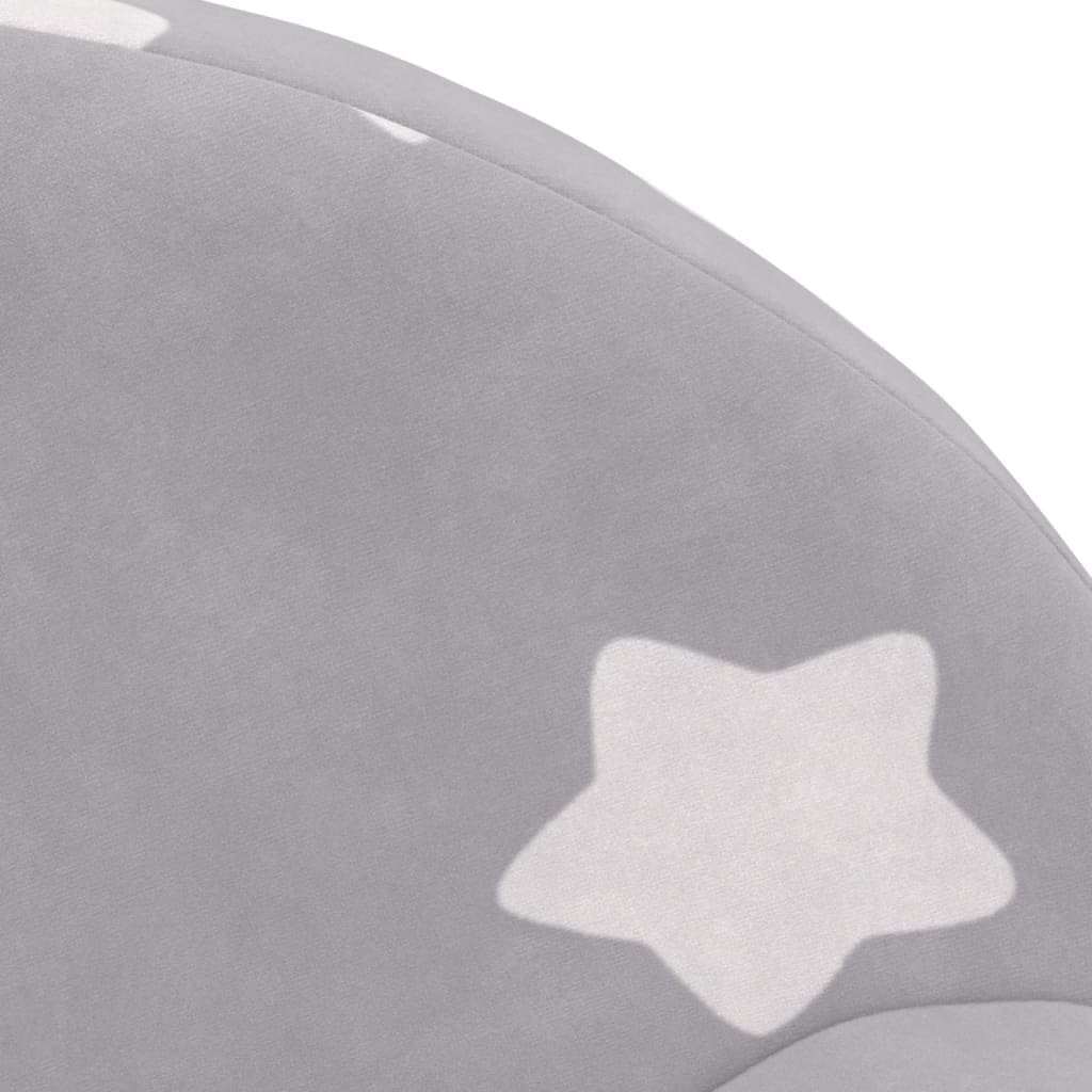 vidaXL Canapé pour Enfants, Siège avec Accoudoirs pour Tout-Petits, Fauteuil avec Dossier pour Enfants, Gris Clair avec Étoiles Peluche Douce