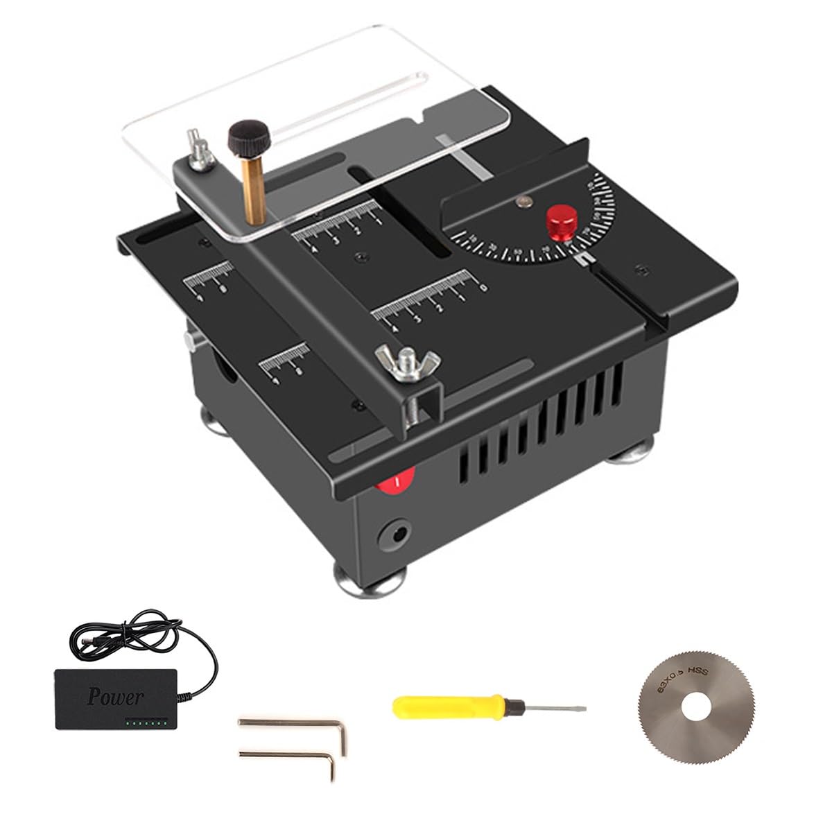 Mini wielofunkcyjna piła stołowa, mini piła stołowa 100 W, elektryczna przecinarka stołowa, przenośna, podnoszona mini piła stołowa, 1/2" regulowana głębokość cięcia, podnoszona piła stołowa do drewna