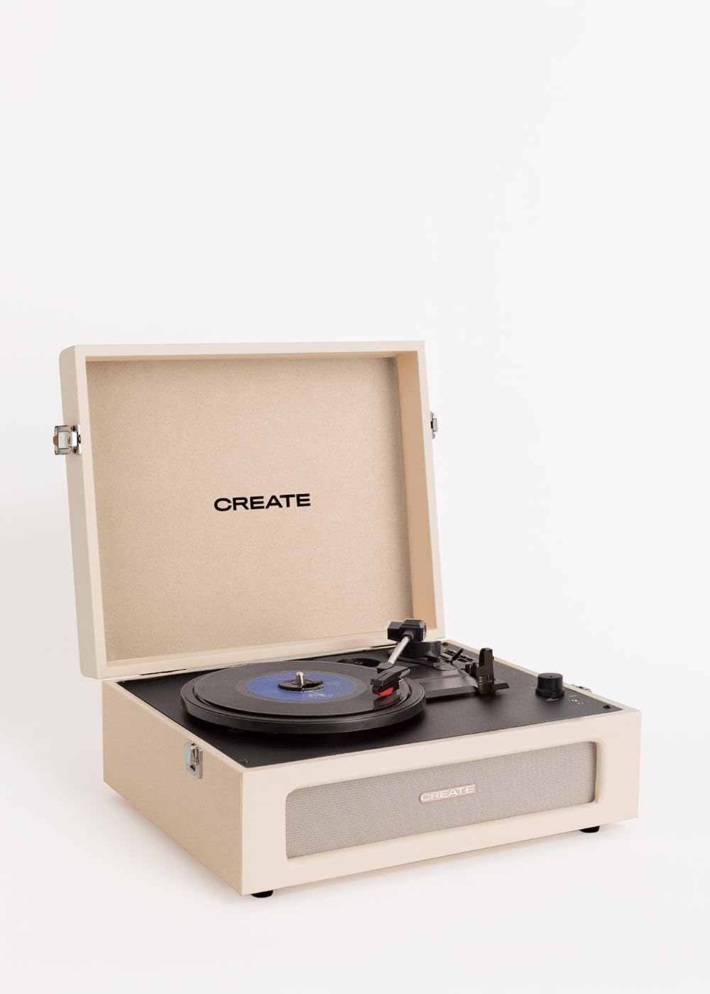 CREATE/Record Player Retro/Tragbarer Koffer-Plattenspieler in Cremeweiß/Mit Bluetooth USB, SD, MicroSD und Mp3, Retro-Stil