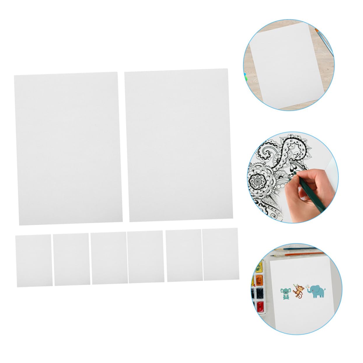 Tofficu 100 Blatt Weißes Aquarellpapier zum Malen für Kinder und Schüler 160g Dickes Papier für Wasserfarben und Kreative Kunstprojekte in Schule und Hause