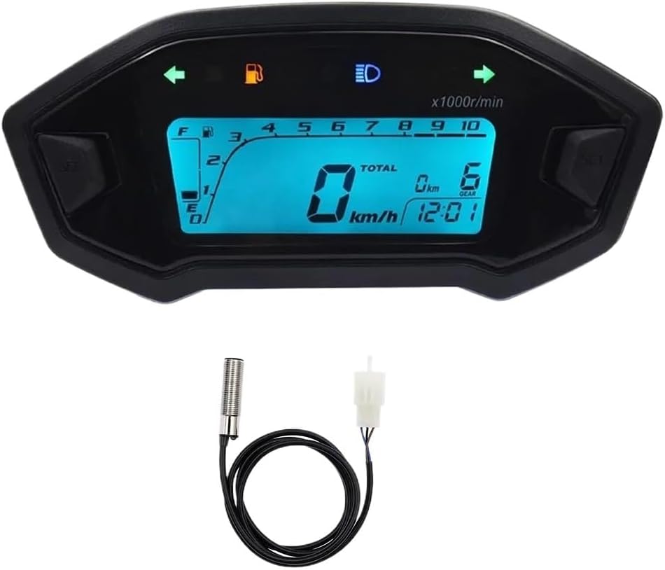 Motorcycle Odometer Gauge Universal 10000RPM Motorcycle Digital Tachometer Adjustable Dash Electronic Odometer Dashboard Instrumentation Panel