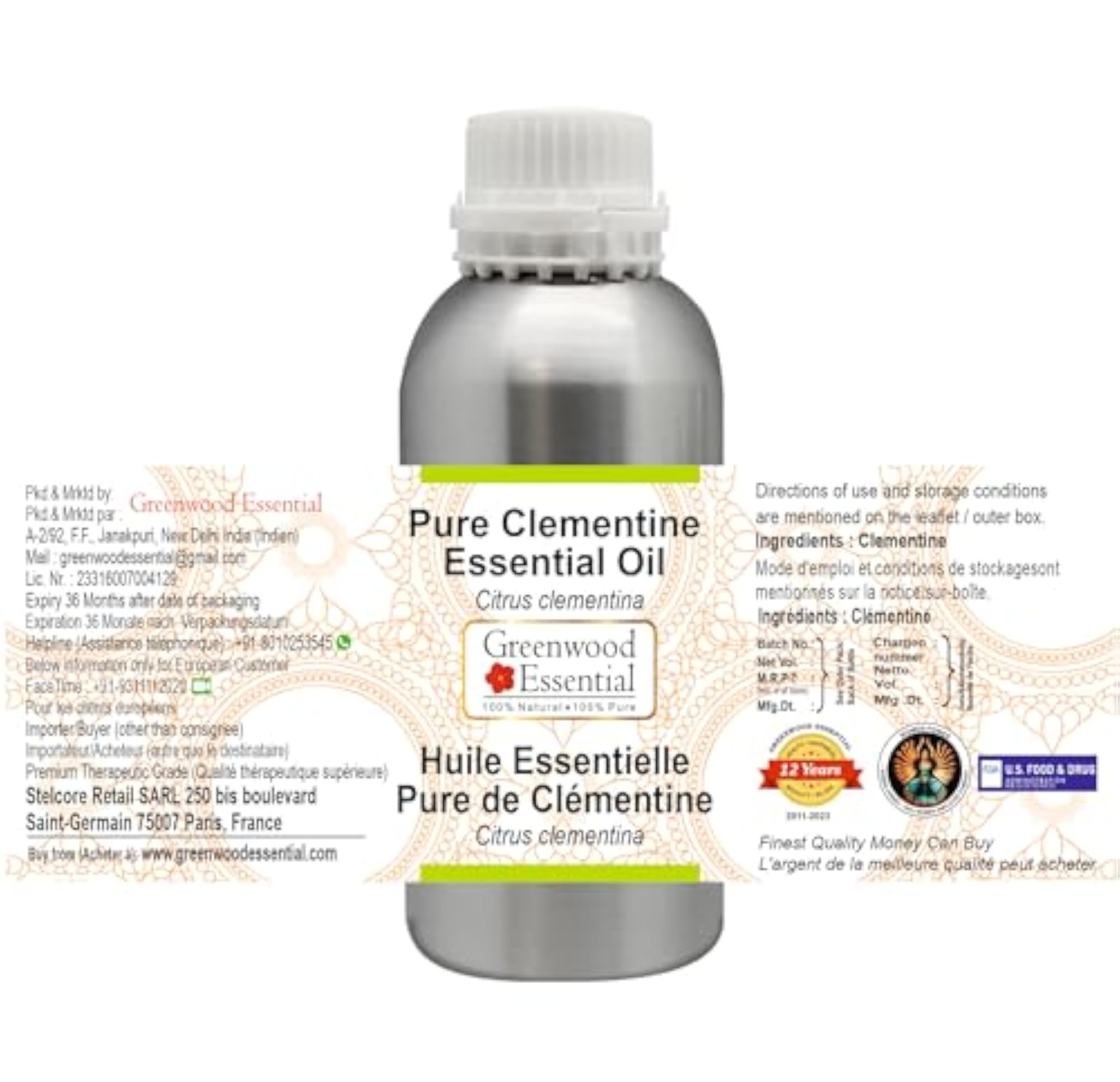 Clementine Oil Pure, Non-Sticky and Lightweight