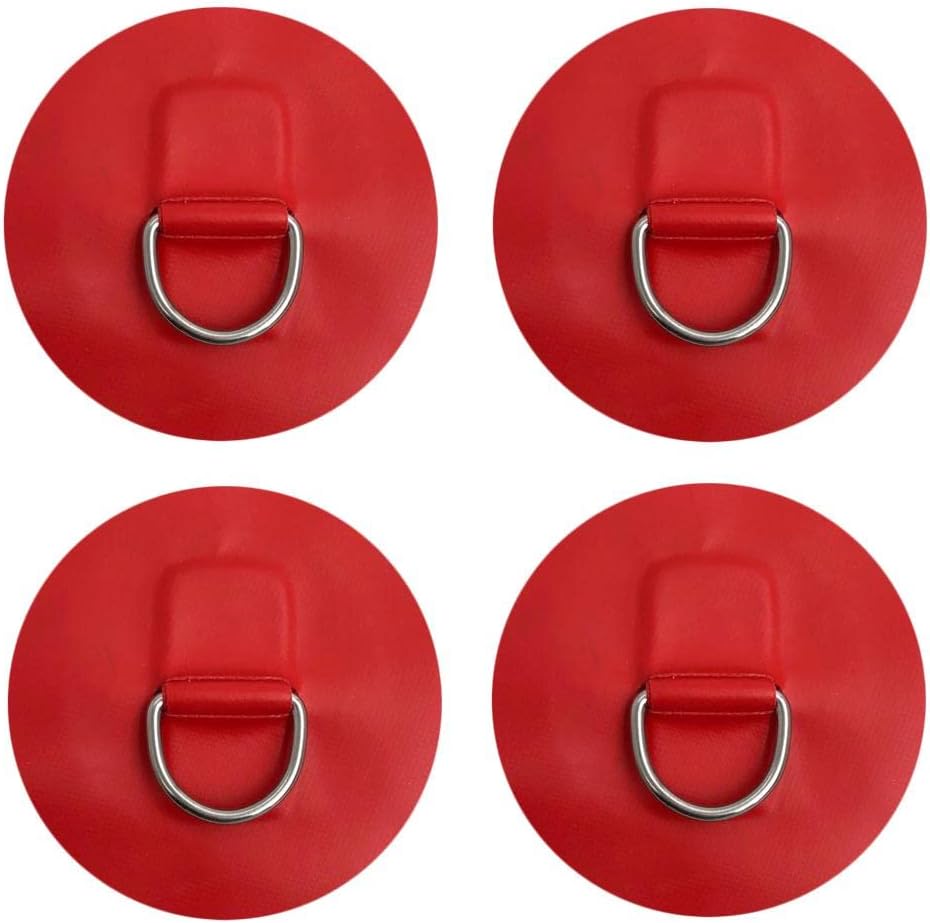 4 Pieces D-Ring Pad Patch for Inflatable Boat Raft Dinghy Kayak Red | Water Sports | Kayaking, Canoeing & Rafting | Accessories