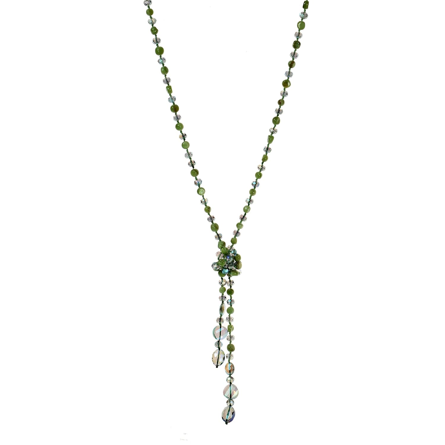 Fashion Beads Knotted Necklace Long Strand With Dangling Accents Sparkly Teardrop Crystal Handmade Wrap Beaded Necklaces for Women Fashion Costume Jewelry