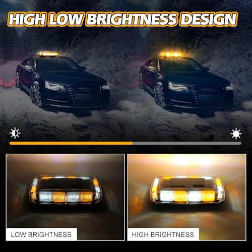 Beacon Strobe Light Wireless Rechargeable, 17 Flashing Mode, High Low Brightness, 48pcs Led, Roof Top Hazard Flash Warning Lights for Vehicles Trucks Snow Plows Postal Mail ATV UTV (White Amebr) by OPP ULITE - Image 3