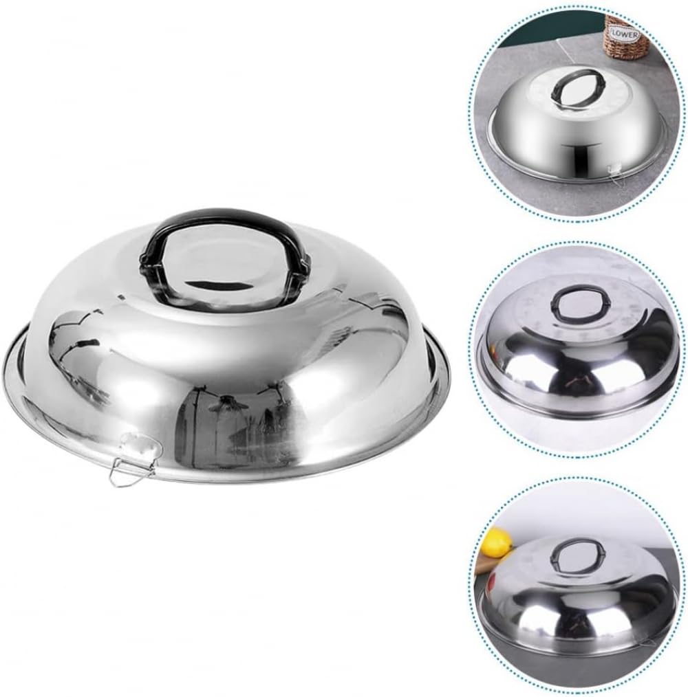 Coperchio universale in acciaio inox rotondo a cupola in ghisa, coperchio di ricambio per padelle, padelle e padelle in ghisa, 48 cm
