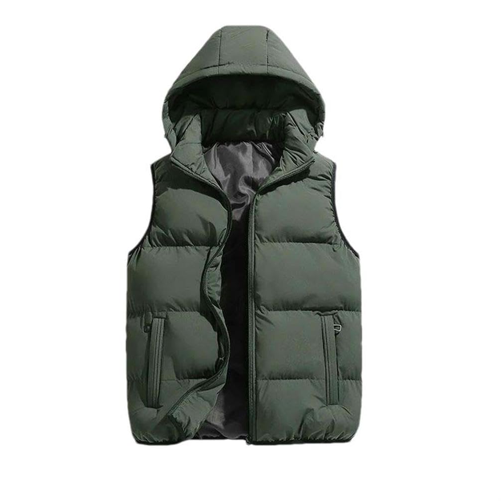 Chaleco sin mangas JXQXHCFS con capucha invierno casual para hombre 6