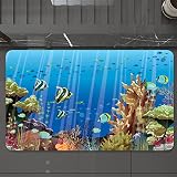 Tapis de Bain Antidérapant Tapis de Douche Lavable,Marine, univers majestueux monde sous-marin profond récif corallien exotique avec créatu,Durable Tapis Antidérapant Absorbant l’Eau pour Bain 40*60cm