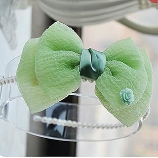 Miya® 1pieza Super dulce perla haareif bebé niña pelo banda con gran Schöner lazo de satén y velo, pelo joyas cinta, color verde claro