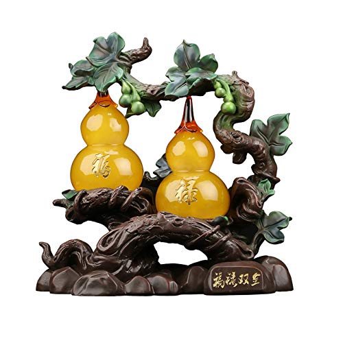 Statue Feng Shui Wu Lou en gourde dore pour decoration de bureau salon et armoire a vin