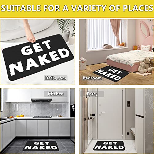 Firecos Get Naked Badematte Fußmatte rutschfeste Türmatte Fussmatte Microfiber Badezimmermatte Badewanne Duschteppich Badteppich für Badezimmerdekoration (Schwarz und Weiß, 50x80cm)