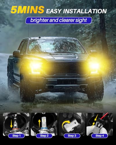 Image of AUTOONE H10 Fog Bulb Amber, 7 Times Brighter H10 Bulb, 3 Min Quick Install, 20 Years Lifespan, No Flicker