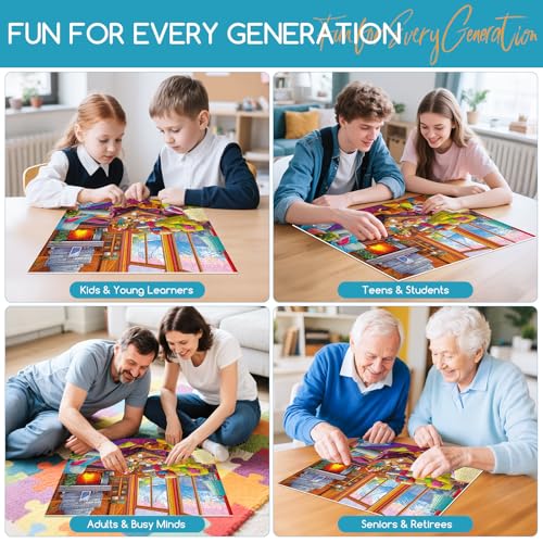300 Piece Puzzles for Adults,Rustic Lodge Cozy Fire Puzzle for Adults Kids Seniors,Large Piece Fireplace Room Puzzle for Kids 8-10 10-12,Challenging Sofa Dog Puzzles Perfect for Game Nights, 20.5x15 by VoYouTwo - Image 5