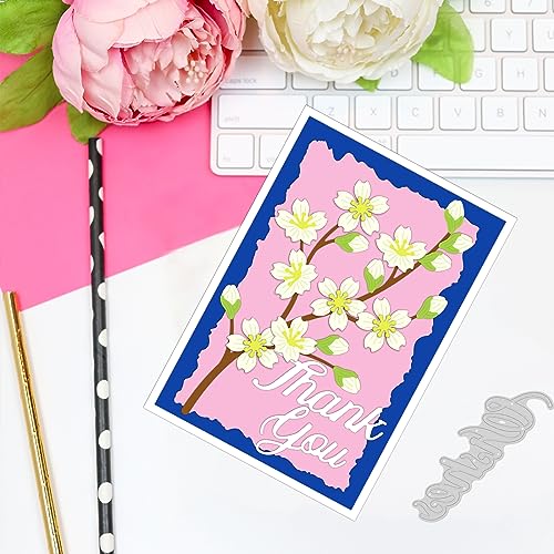 INFUNLY Flowers Cutting Dies Thank You Letter Die Cuts for Card Making Branch Metal Die Cutters Rectangle Frame Die Cutting Embossing Stencils for DIY Scrapbooking Album Photo Paper Crafts Decor - Image 4