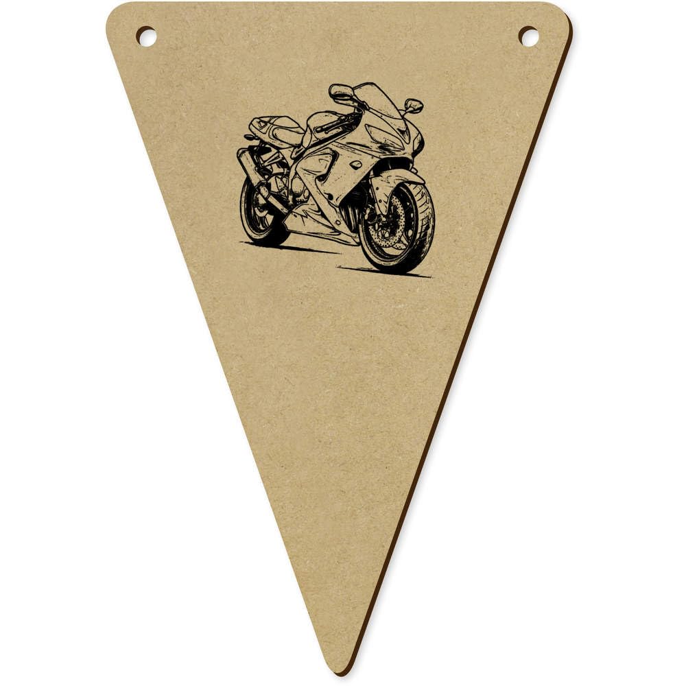 Azeeda 5 x 140mm 'Modern Motorbike' Bunting Pennants/Flags (BN00084134)