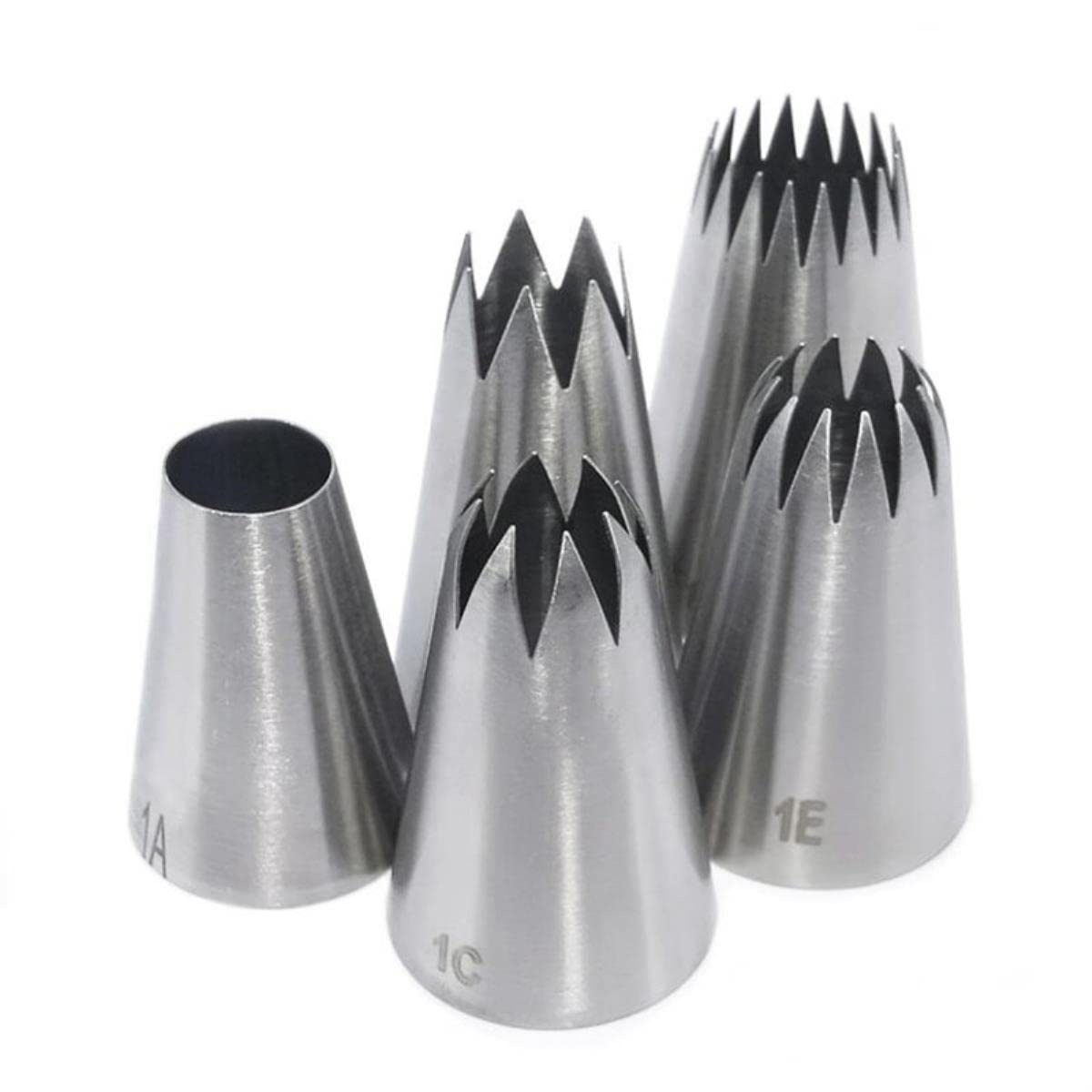 Boquillas para bizcochos 5 unids/set de puntas de decoración de crema de pastel de metal grande, herramientas de pastelería, boquilla for manga pastelera de acero inoxidable, Head-5PCS for magdalenas