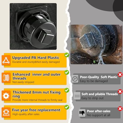 Image of Stock Tank Drain Plug and Outdoor Water Tank Heaters Fit for rubbermaid Commercial 50 70 100 150 300 Gallon Stock Tanks Five Year Free Replacement