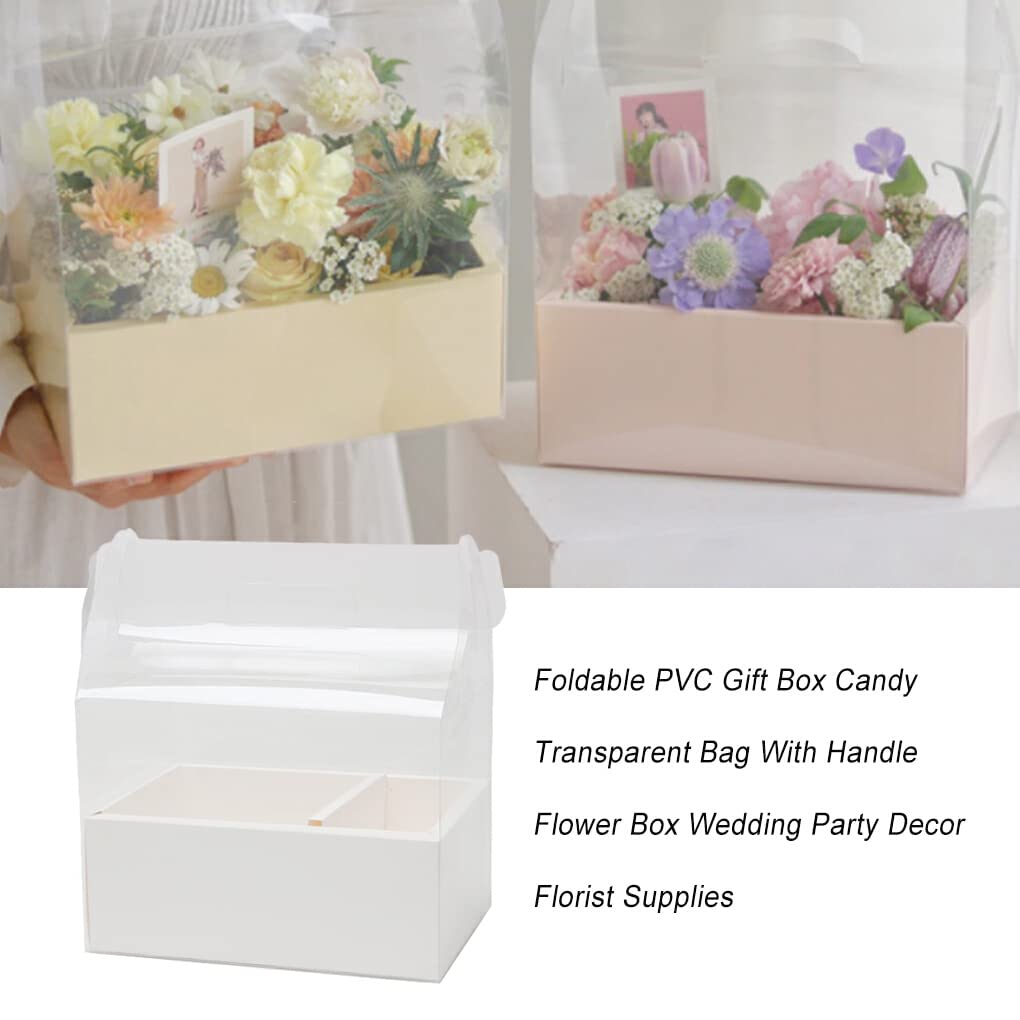 Boîte-Cadeau en PVC Sac de gâteau de Bonbons avec poignée boîtes de Rangement de Fleurs faveur de fête décorative pour la célébration de fiançailles, Lait Blanc