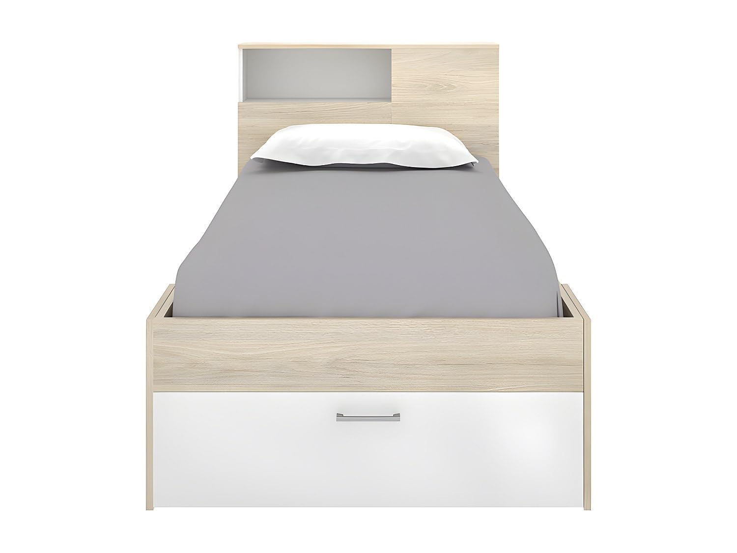 DEKIT GRUPO RIMOBEL Lanka Lit Compact 90 x 190 avec tiroirs, Naturel/Blanc, 96 x 99 x 218 cm